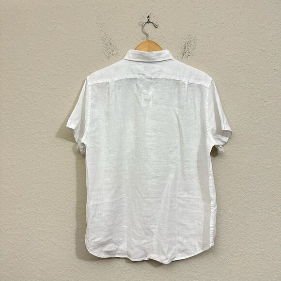 J. CREW FACTORY Short-Sleeve Linen-Blend Shirt in White Preppy Classic NWT - Picture 2 of 12